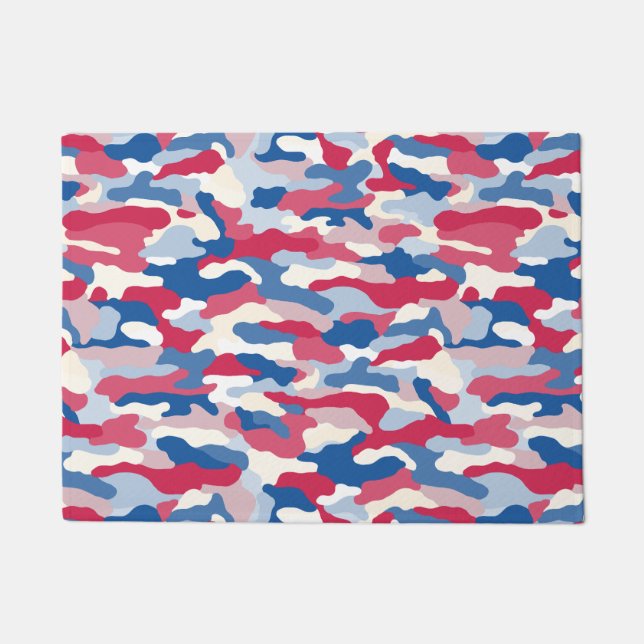 Paillasson Camouflage rouge blanc et bleu (Devant)