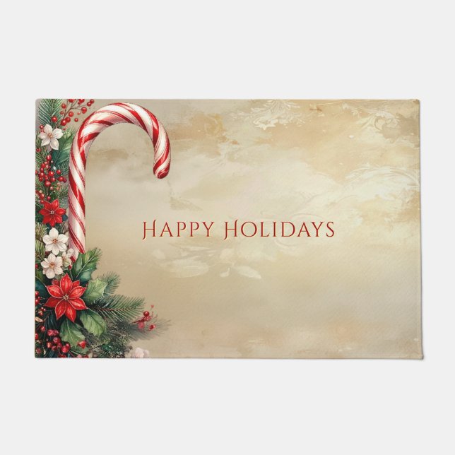 Paillasson Candy Cane Christmas Holiday Doormat (Devant)