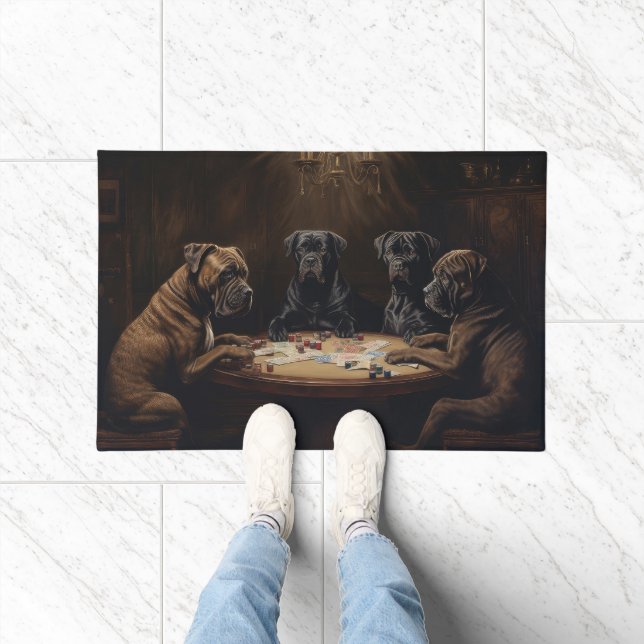 Paillasson Cane Corso Chiens Jouer Poker Art (Intérieur)