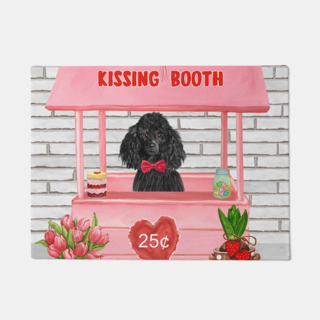 Paillasson caniche Chien Valentine's Day Kissing Booth (Devant)