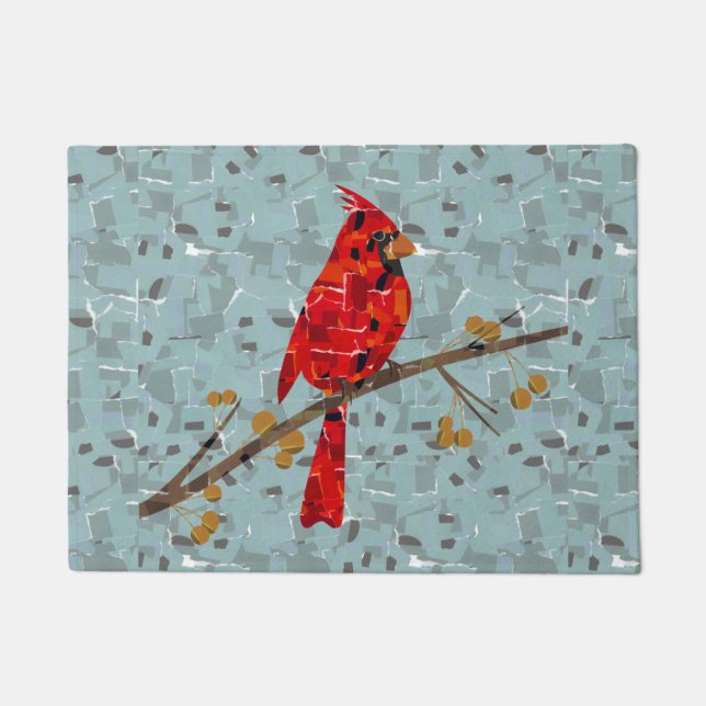 Paillasson Cardinal Rouge, l'oiseau de Noël (Devant)