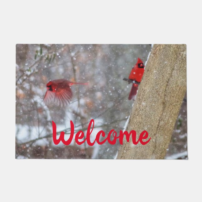 Paillasson Cardinaux dans la neige (Devant)