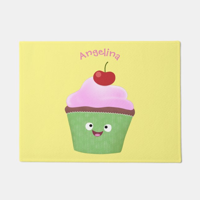 Paillasson Caricature de cupcake joyeux (Devant)