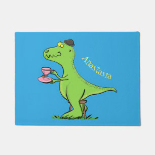 Paillasson Caricature de dinosaure vert t rex