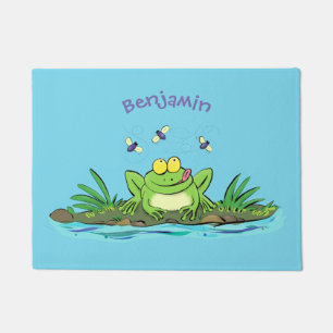 Paillasson Caricature de grenouille vert mignon