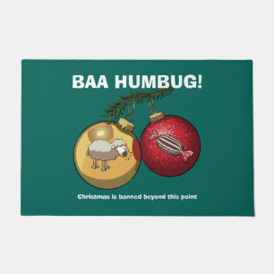 Paillasson Caricature de Noël Banné Baa Humbug Sheep Baubles