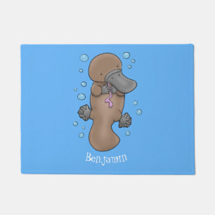 Paillasson Caricature de platypus bébé très heureuse