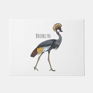 Paillasson Caricature d'oiseau de grue couronné gris
