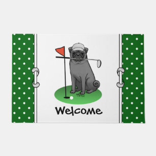 Paillasson Carlin de golf Jouer Golf (noir) mignon chien drôl