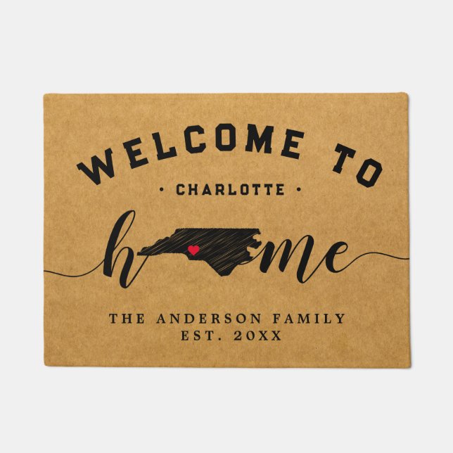 Paillasson Caroline du Nord Accueil Carte de l'État USA Accue (Devant)