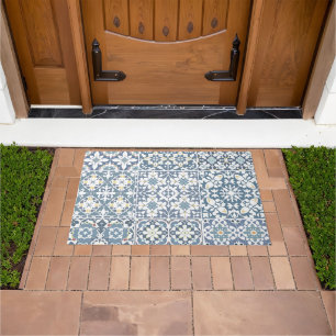 Paillasson Carreaux Méditerranéens, Marocains, Majolique, Azu
