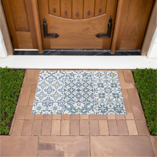 Paillasson Carreaux Méditerranéens, Marocains, Majolique, Azu