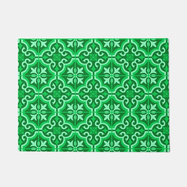 Paillasson Carrelage marocain embelli Motif, vert émeraude (Devant)