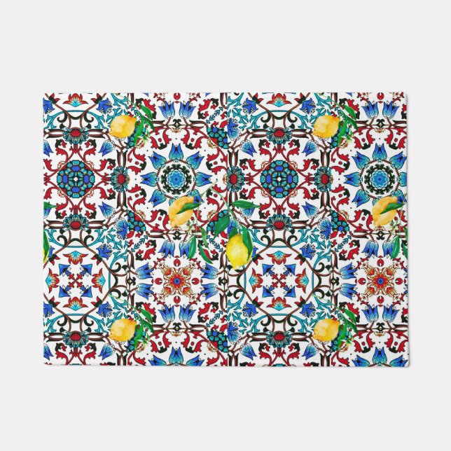 Paillasson Carrelage méditerranéen, mosaïque, citron, art d'é (Devant)