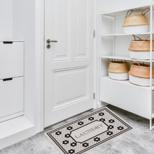 Paillasson Carrelage Vintage noir et blanc Salle de lavage