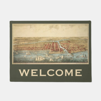 Paillasson Carte antique de Chicago, rue LaSalle et rivière