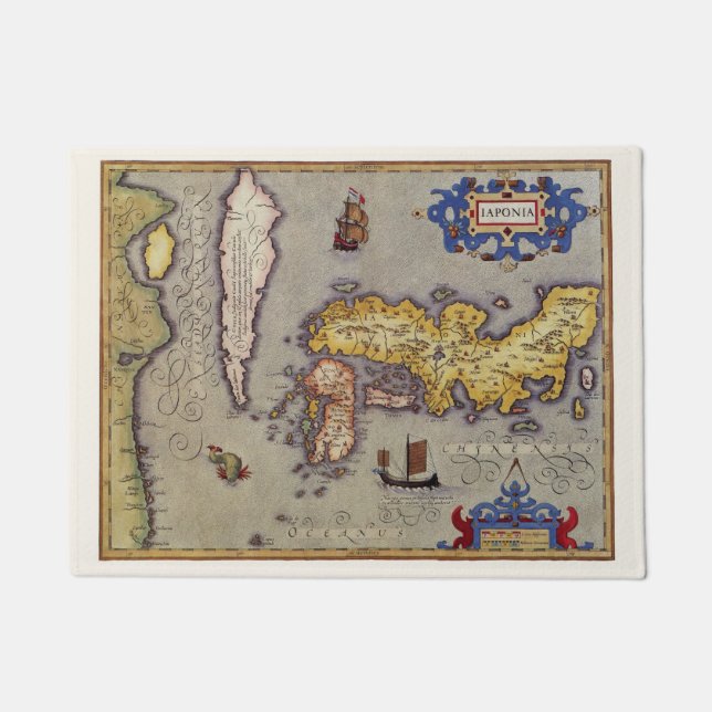 Paillasson Carte antique du Japon par Mercator et Hondius (Devant)