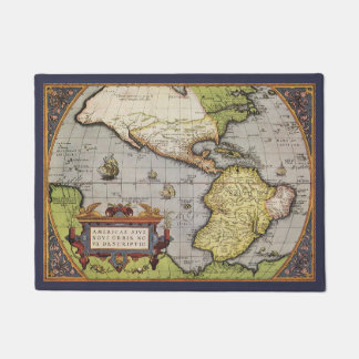 Paillasson Carte antique du monde : les Amériques par Abraham