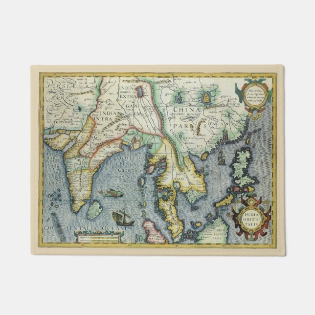 Paillasson Carte antique du Sud-Est asiatique par Mercator /  (Devant)