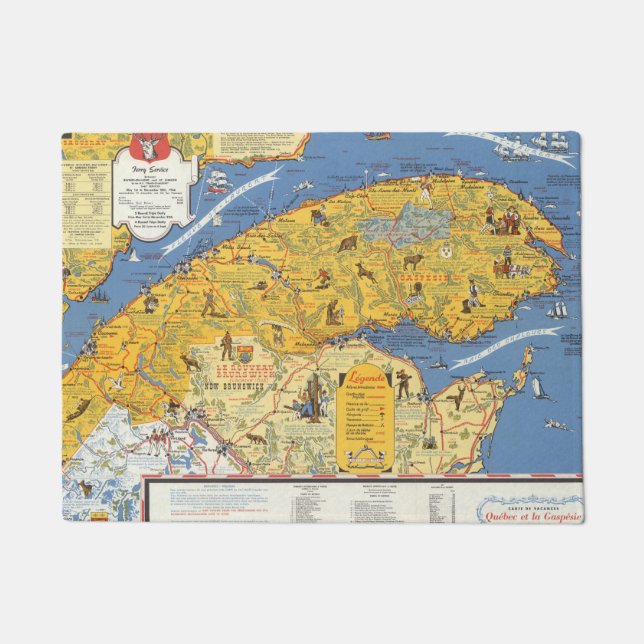 Paillasson Carte de Vacanes, Québec, Gaspesie (Canada) (Devant)