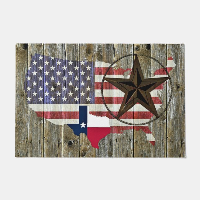 Paillasson Carte du drapeau de l'État de Texas Lone Star (Devant)