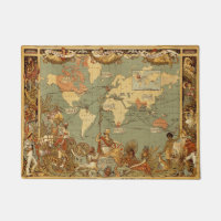 Carte du monde Antique 1886 Illustré