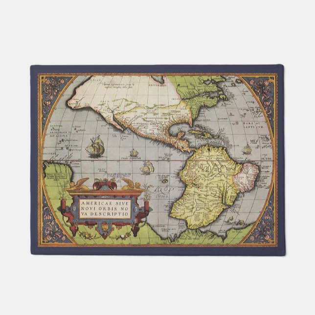 Paillasson Carte du monde antique des Amériques par Abraham O (Devant)