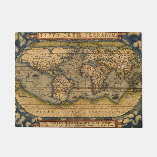 Paillasson Carte du monde Antique Ortelius Europe Voyage (Devant)