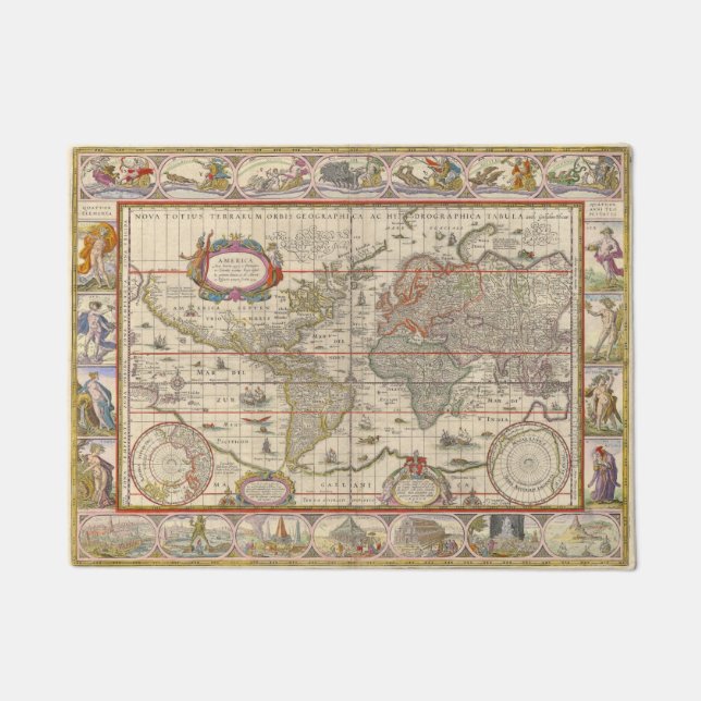 Paillasson Carte du monde médiéval (par Willem Blaeu) (Devant)