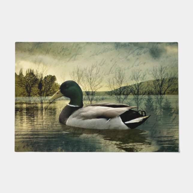 Paillasson Carte postale Patinée vintage Mallard Duck (Devant)