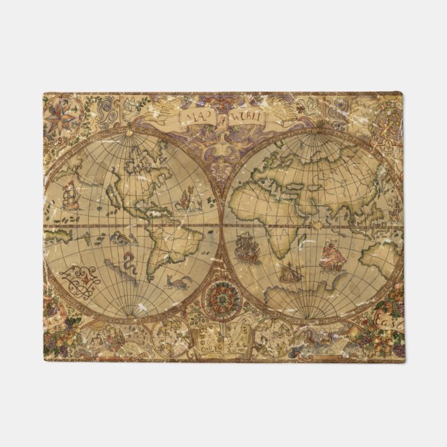 Paillasson Carte vintage du monde (Devant)