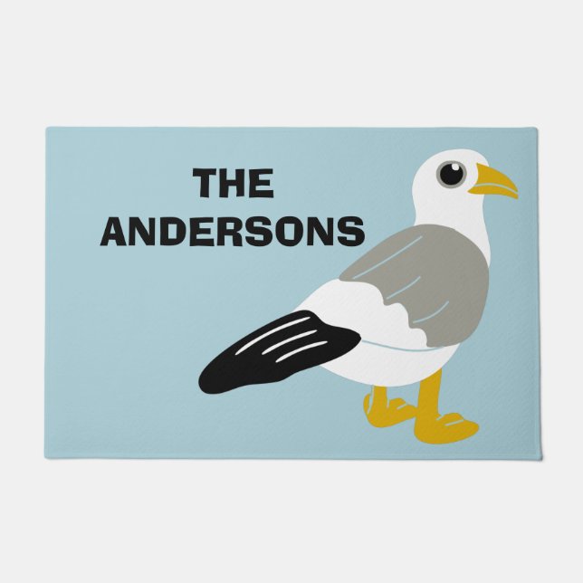 Paillasson Carton mignon Seagull bleu clair Personnalisé (Devant)