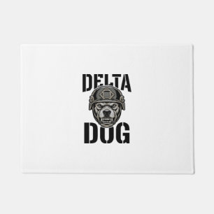 Paillasson Casque Delta Dog Bulldog Gravure Vintage Design_
