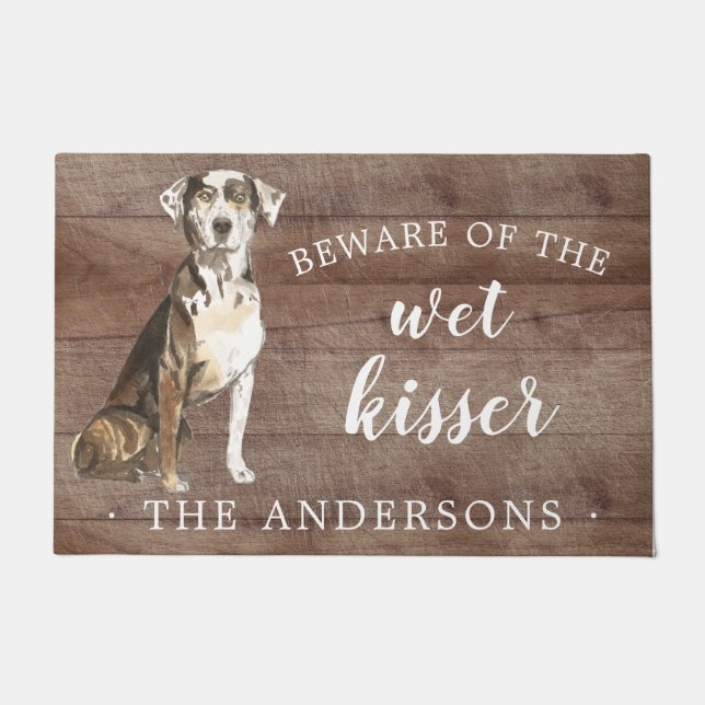 Paillasson Catahoula Leopard Chien Mat de Porte Personnalisé (Devant)