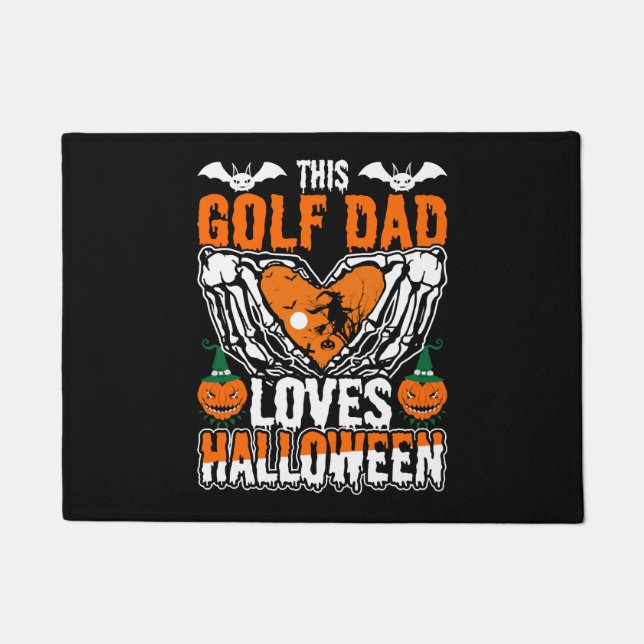Paillasson Ce papa de golf aime Halloween (Devant)