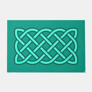 Paillasson Celtic Knot Motif, Turquoise, Aqua et Turquoise