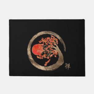 Paillasson Cercle d'Enso de zen et arbre d'or de Sakura
