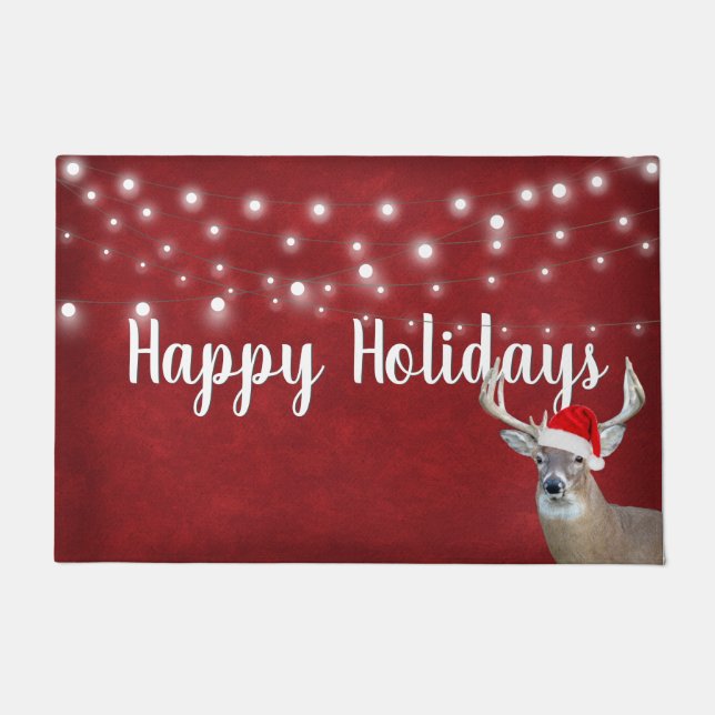 Paillasson Cerf de Noël aux lumières (Devant)