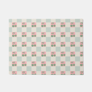 Paillasson Cerise esthétique rose verte À damiers Motif Y2K