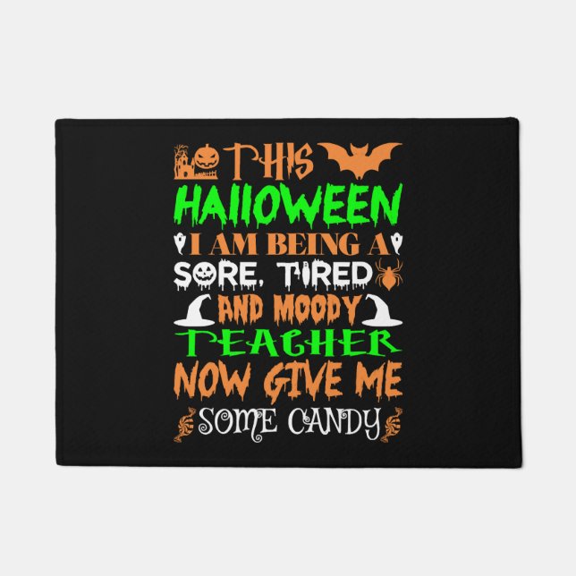Paillasson Cet Halloween Être Fatigué Enseignant Candy (Devant)