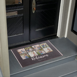 Paillasson Chalkboard Family Monogramme 8 Collage de photos