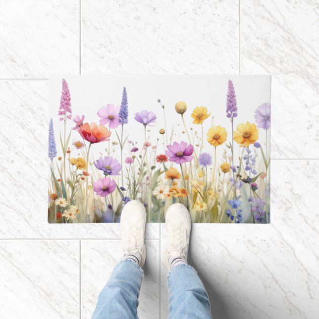 Paillasson Champ de fleurs sauvages à l'aquarelle  (Intérieur)