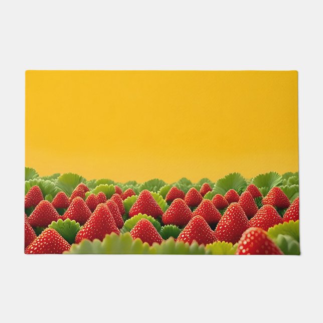 Paillasson Champ de Fraises Rouge Vibrant (Devant)