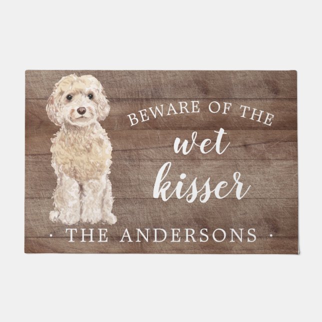 Paillasson Champagne Cockapoo Chien Mat de Porte Personnalisé (Devant)
