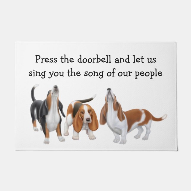 Paillasson Chantons Basset Hounds Porte Personnalisable (Devant)