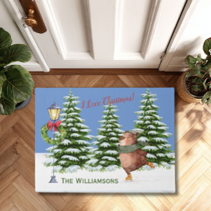 Paillasson Charming Christmas Scene Snow Nom de famille
