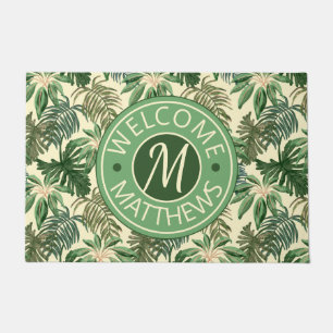 Paillasson Charpente tropicale Feuille Jardin Aquarelle Monog