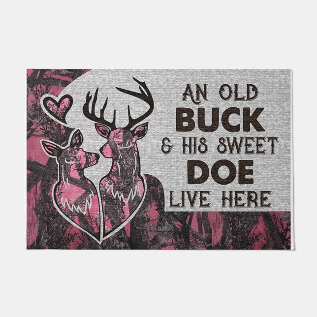 Paillasson Chasse Personnalisée Couple Mat, Don Pour Chasseur (Devant)