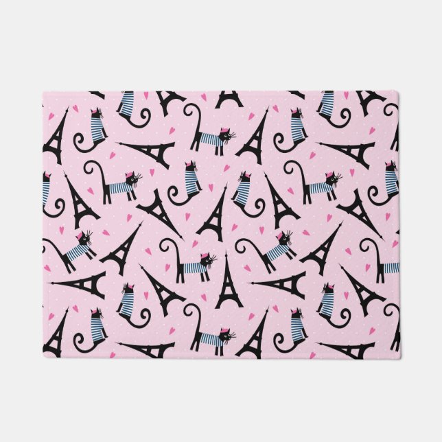 Paillasson Chat À La Française Avec Motif Tour Eiffel (Devant)