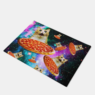 Paillasson Chat à pizza de l'espace amusant